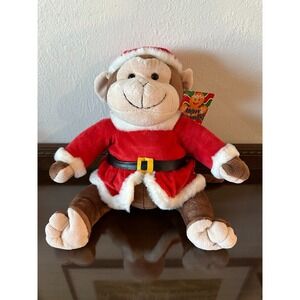 Christmas Monkey Plush Toy NWT New w/ Tag Sugar Loaf Santa Happy Holidays